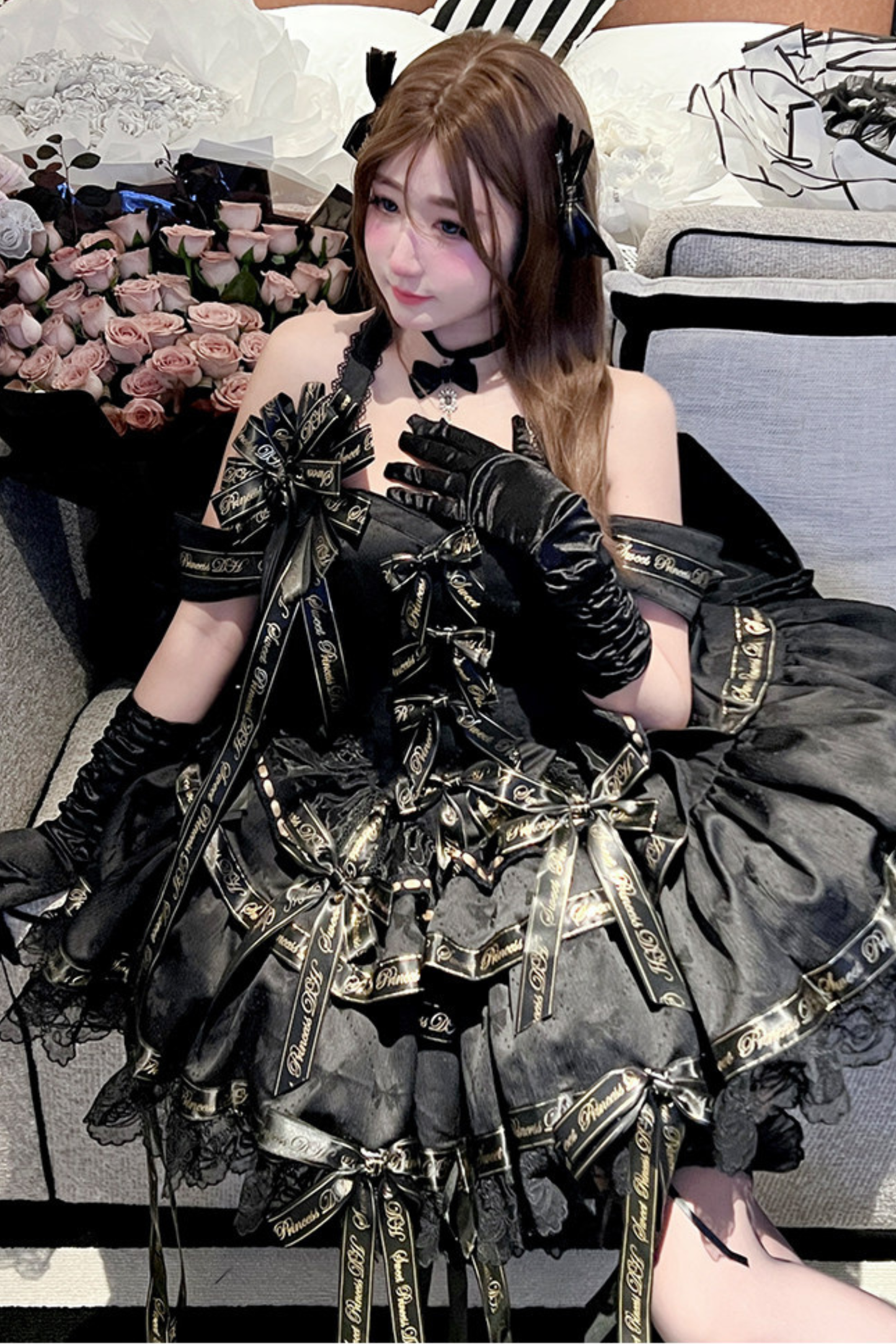 Many Logo Ribbon Princess Dress + Badge + Head Accessory + Tail