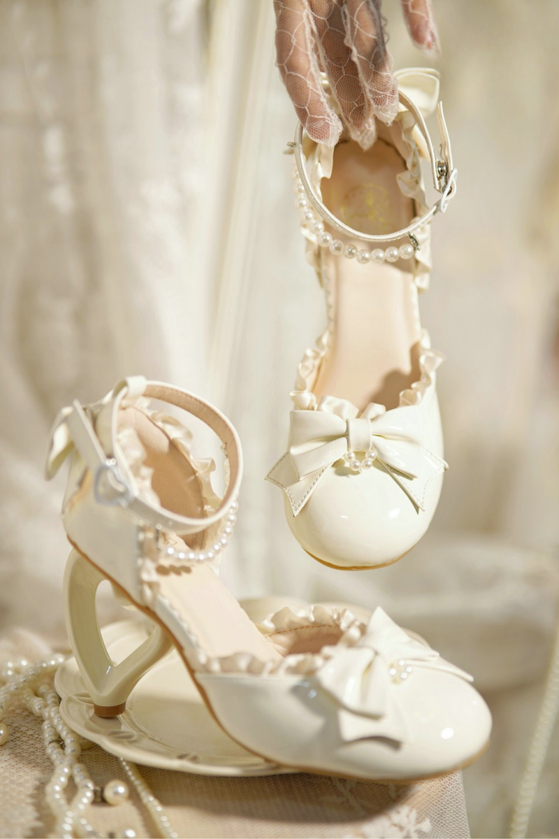 Heart Love Lollita Pearl Peach Heels
