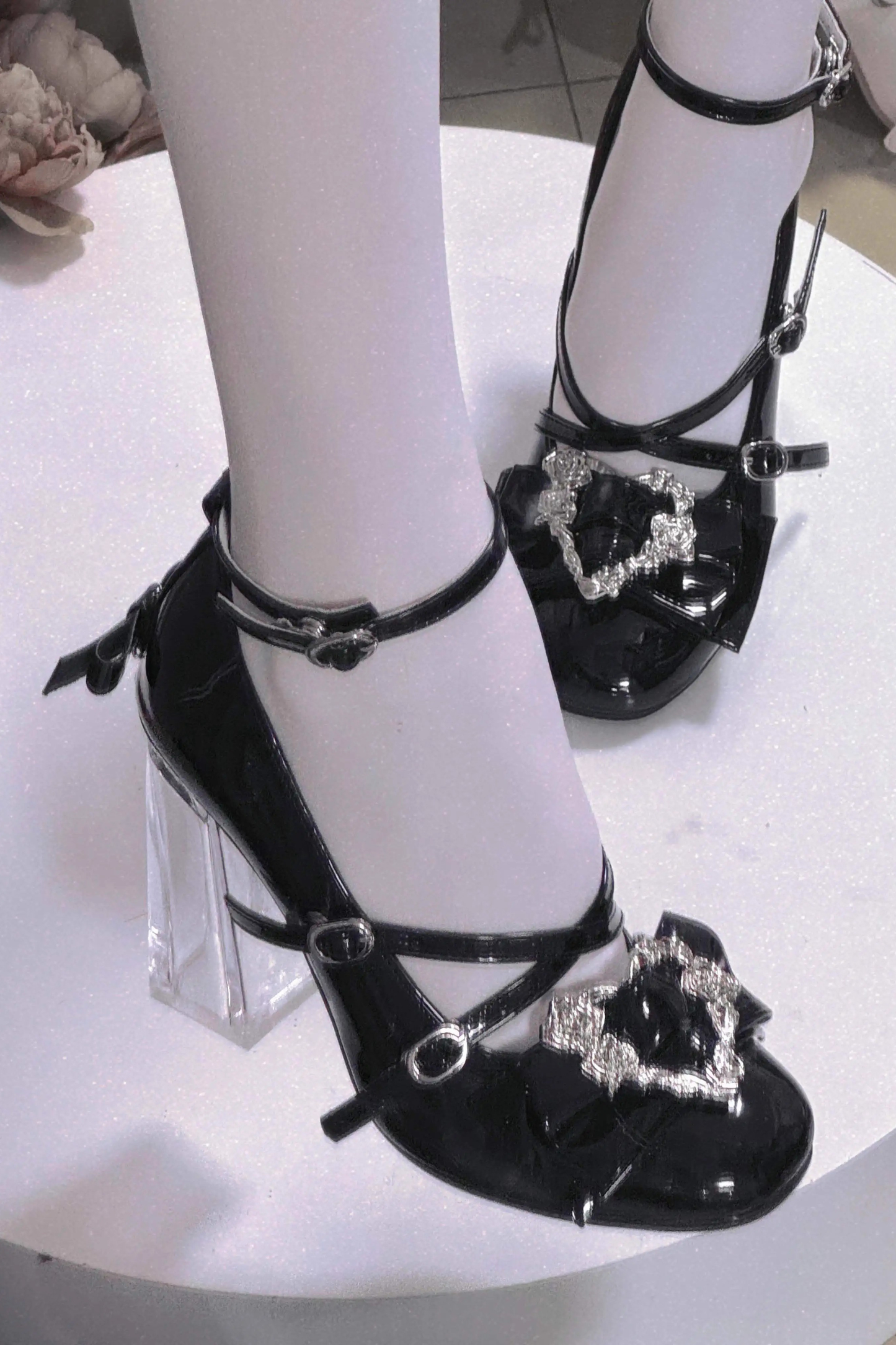 Love Buckle Crystal Heel Shoes