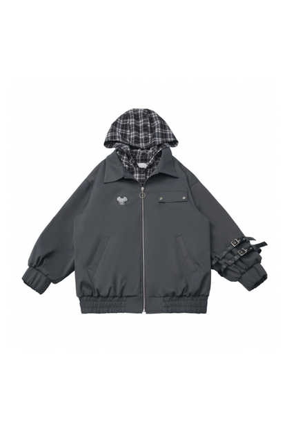 Big Fur Collar Jacket + Top + Skirt + Pants + Plaid Hooded Jacket