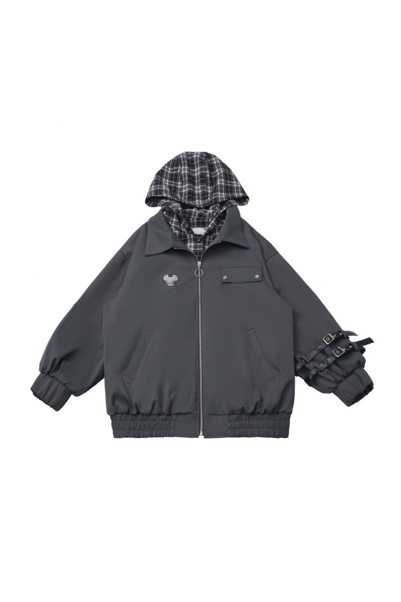 Big Fur Collar Jacket + Top + Skirt + Pants + Plaid Hooded Jacket
