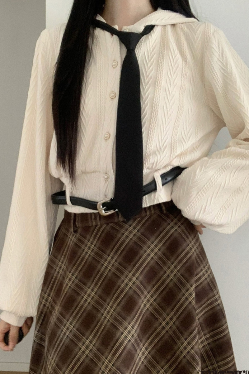 Maple Trench Coat + Hooded Top + Checkered Skirt + Shirt Dress