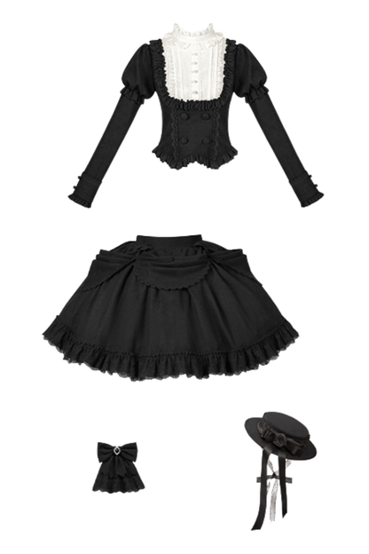 [pre-order] Classic Top + Curtain Skirt + Ribbon Collar + Hat