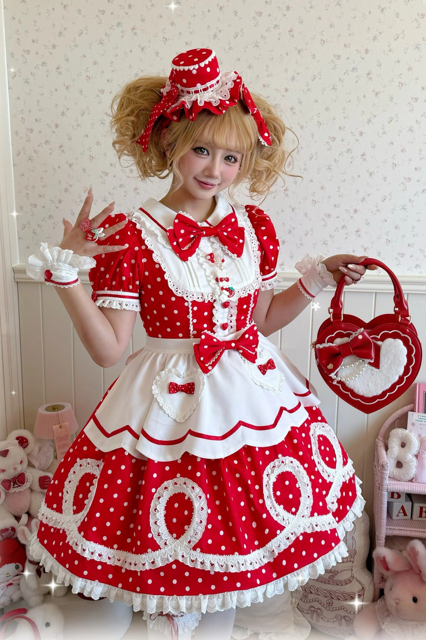 [pre-order] Retro Doll-like Lolita Dress + Hair Band + Clip + Bonnet + Hat