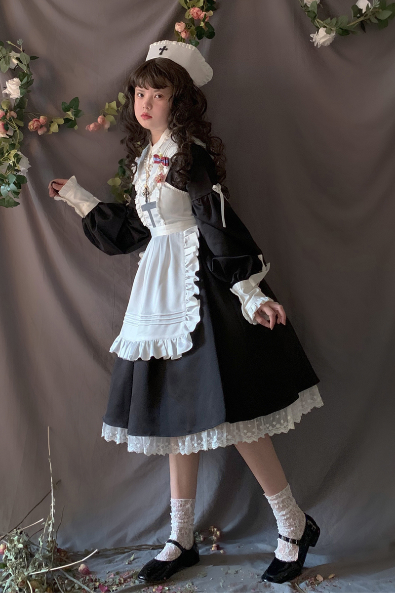 Lantern Angel Maid Lolita Dress + Apron + Detachable Collar