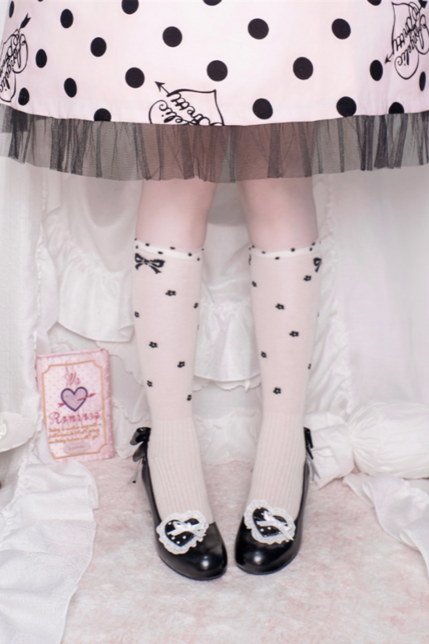 Retro Polka Dot Heart Lolita Sweet Shoes