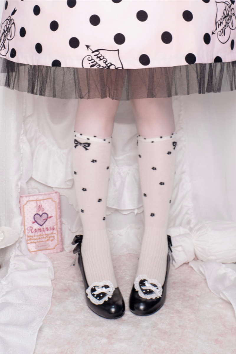 Retro Polka Dot Heart Lolita Sweet Shoes