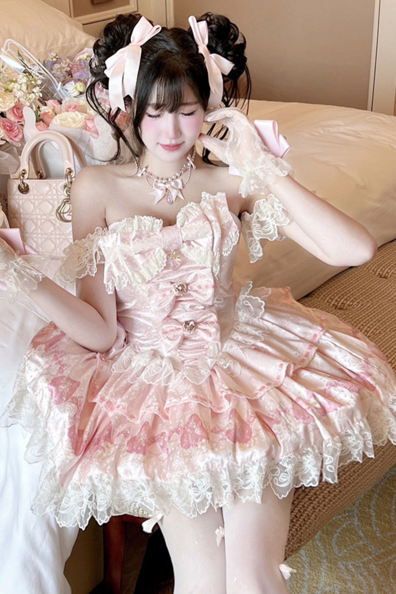 Ribbon Love Strawberry Princess Dress + Skirt