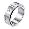 Flash Zircon Rotatable Fidget Ring for Anxiety Stainless Steel