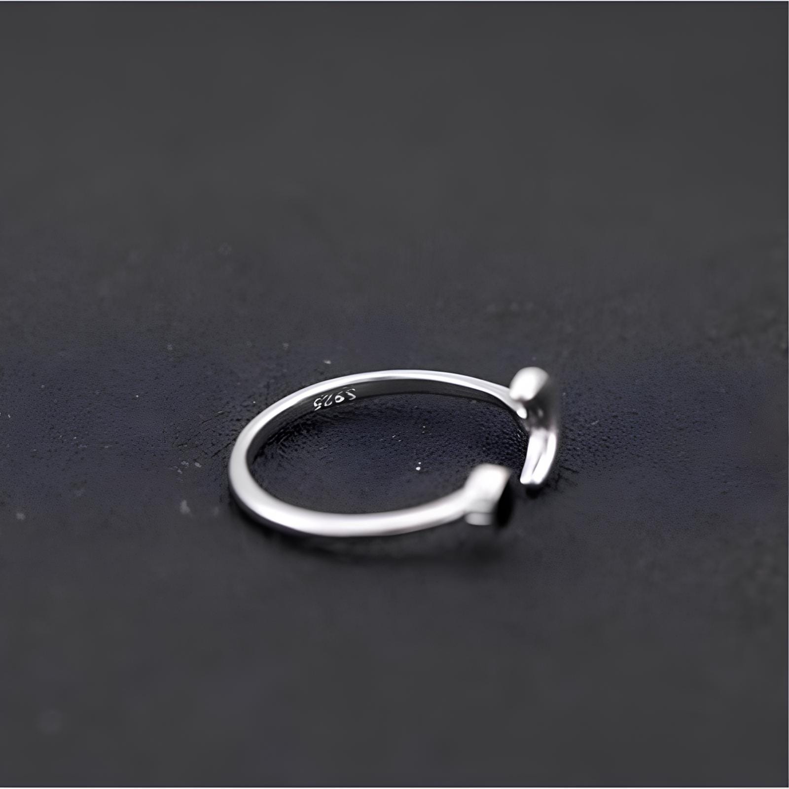 Midnight Crescent Charm Ring