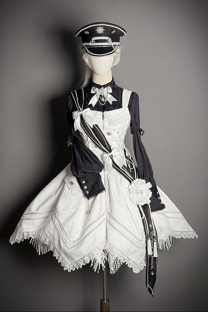 [pre-order Deadline: April 23] Dawnbreaker Gothic Jacquard Military Bustier Suspender Dress