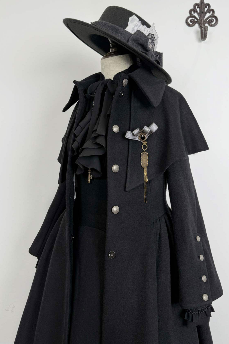 British Detective Lolita Coat + Cape + Skirt + Shirt + Bag + Brooch + Hat + Beret + Necklace