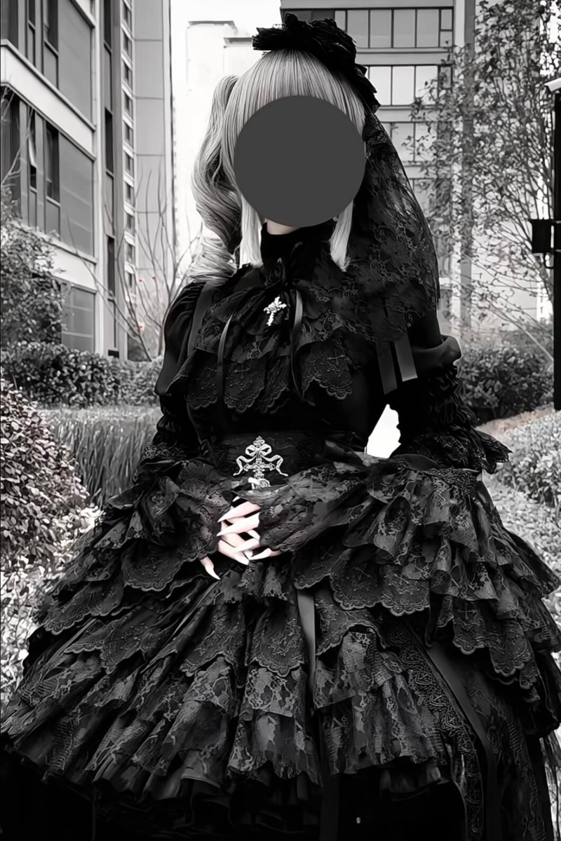 [pre-order Deadline: March 18] Dark Gothic Lolita Skirt + Shirt + Headband + Hat + Sleeve