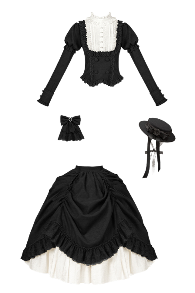 [pre-order] Classic Top + Curtain Skirt + Ribbon Collar + Hat