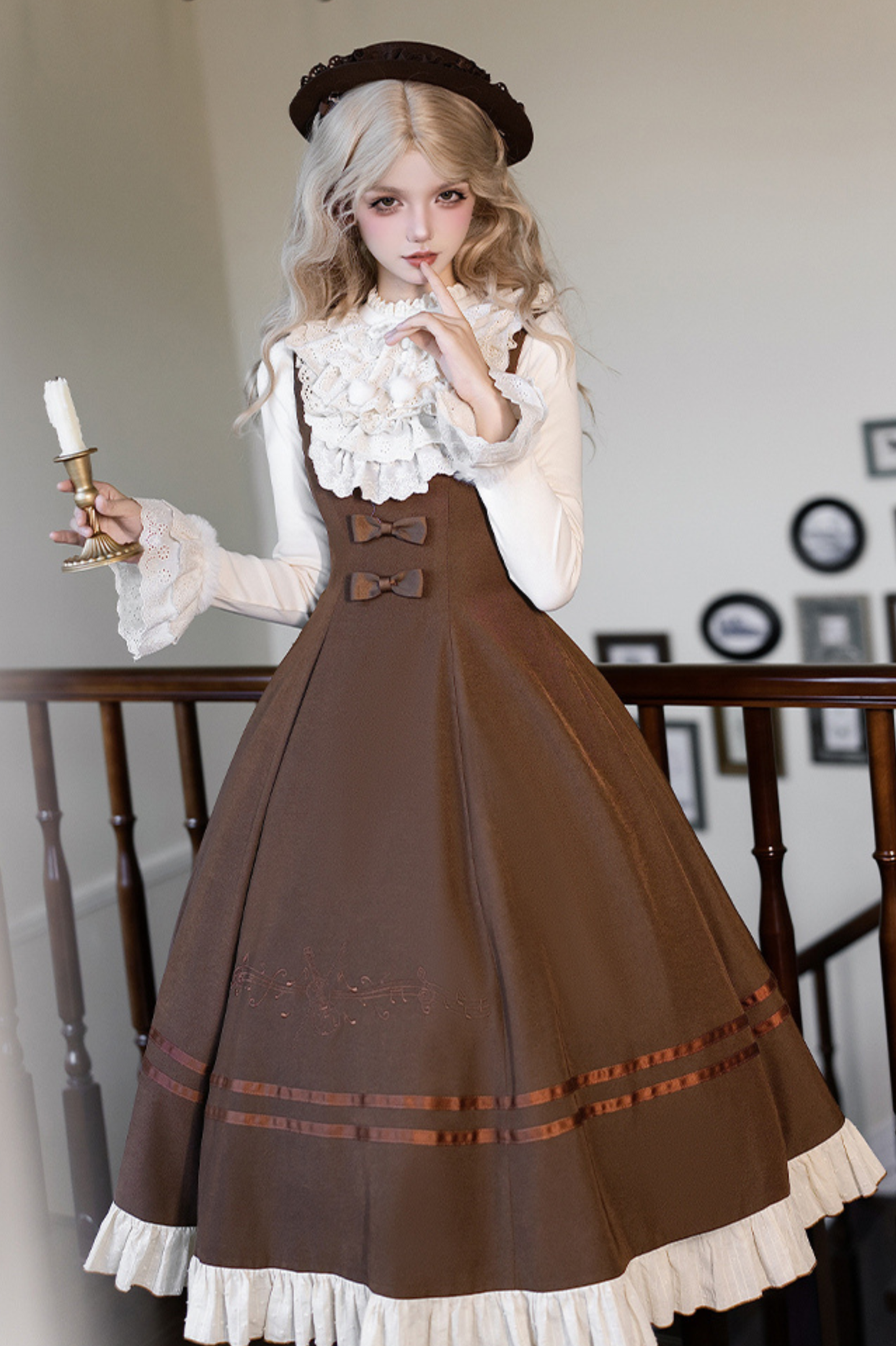 Twin Ruffle Doll Jumperskirt + Top + Ribbon + Hat