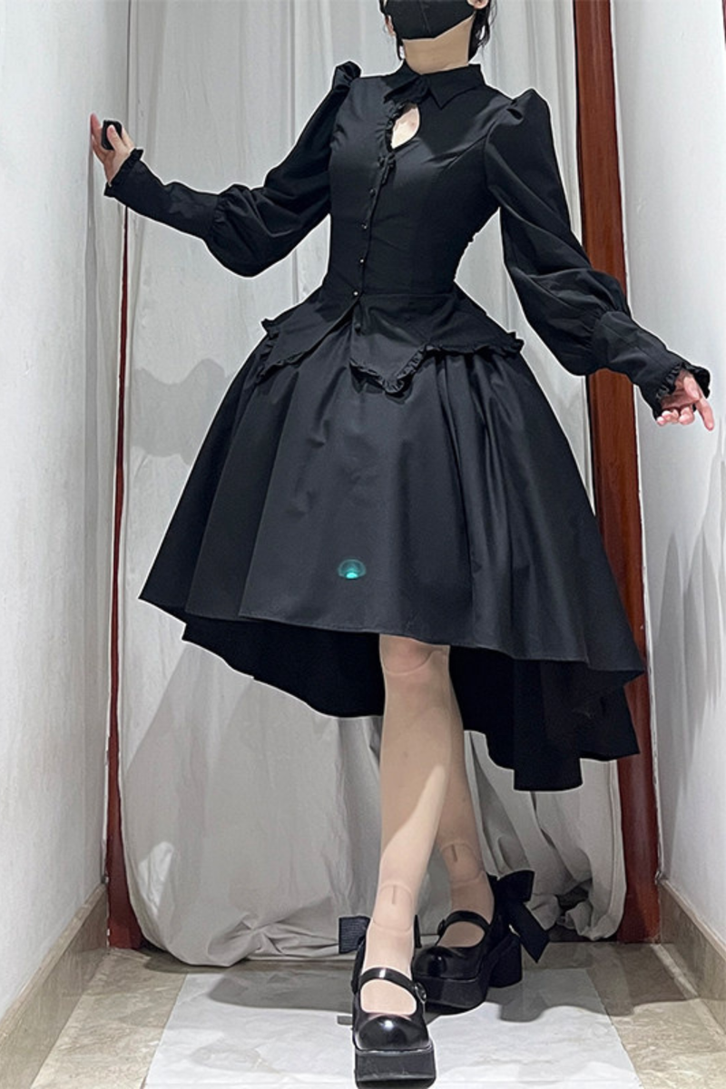 Gothic Puff Shoulder Blouse + Skirt