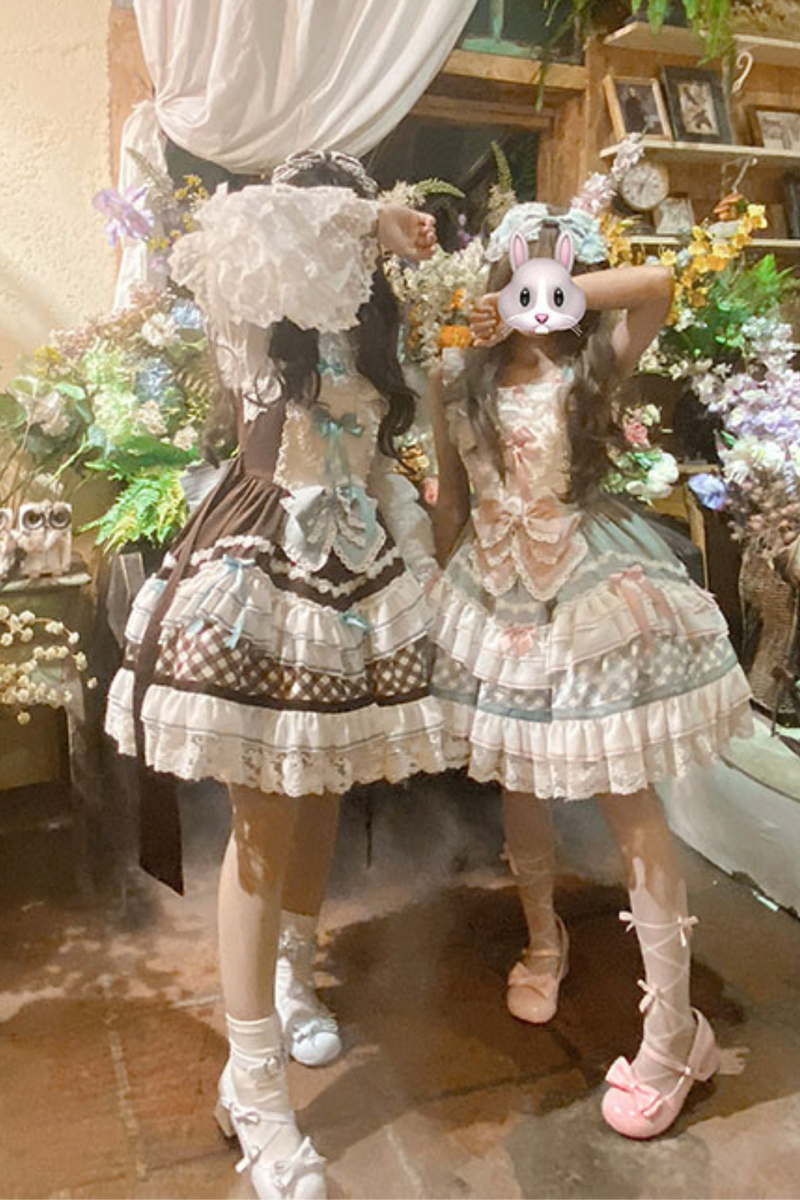Heart Suspender Tiered Dress + Headpiece + Tail