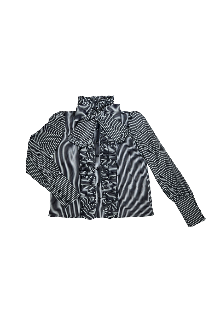 Striped Gothic Lolita Shirt + Tiered Skirt