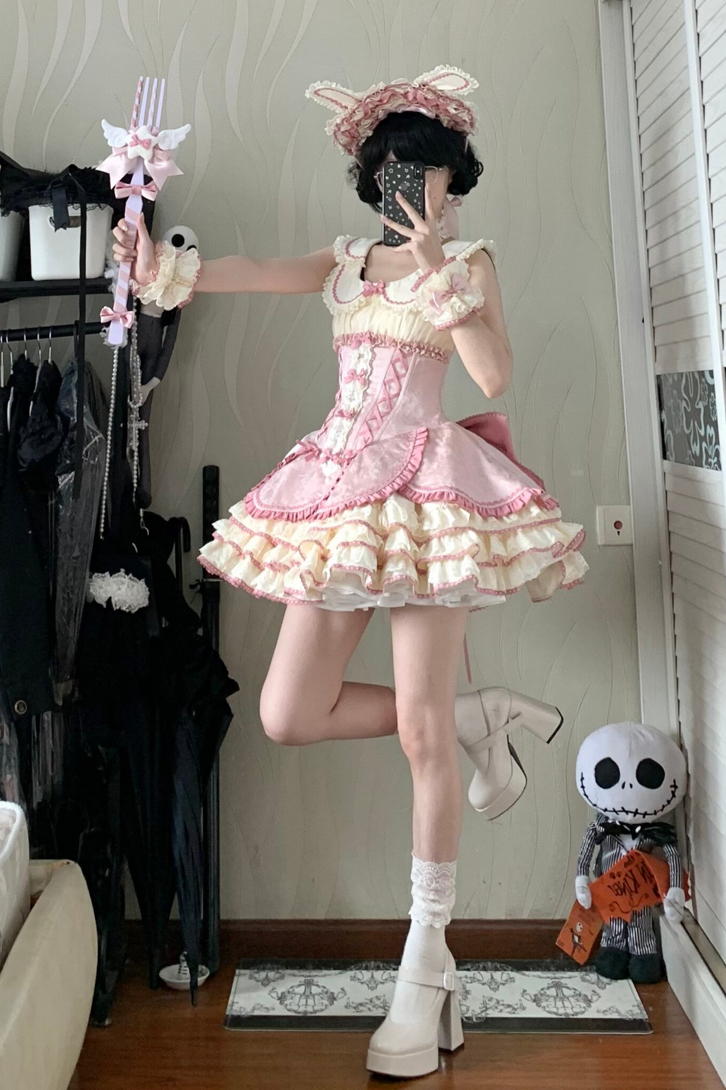 Magical Girl Lolita Dress + Bonnet + Pendant + Sleeves