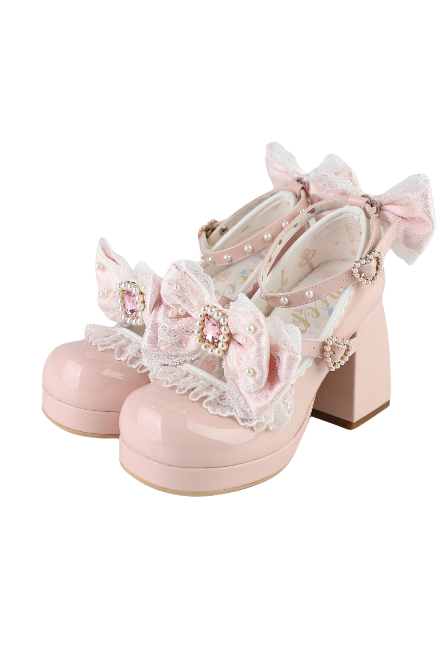 Polka Dot Lolita Ribbon High Heels