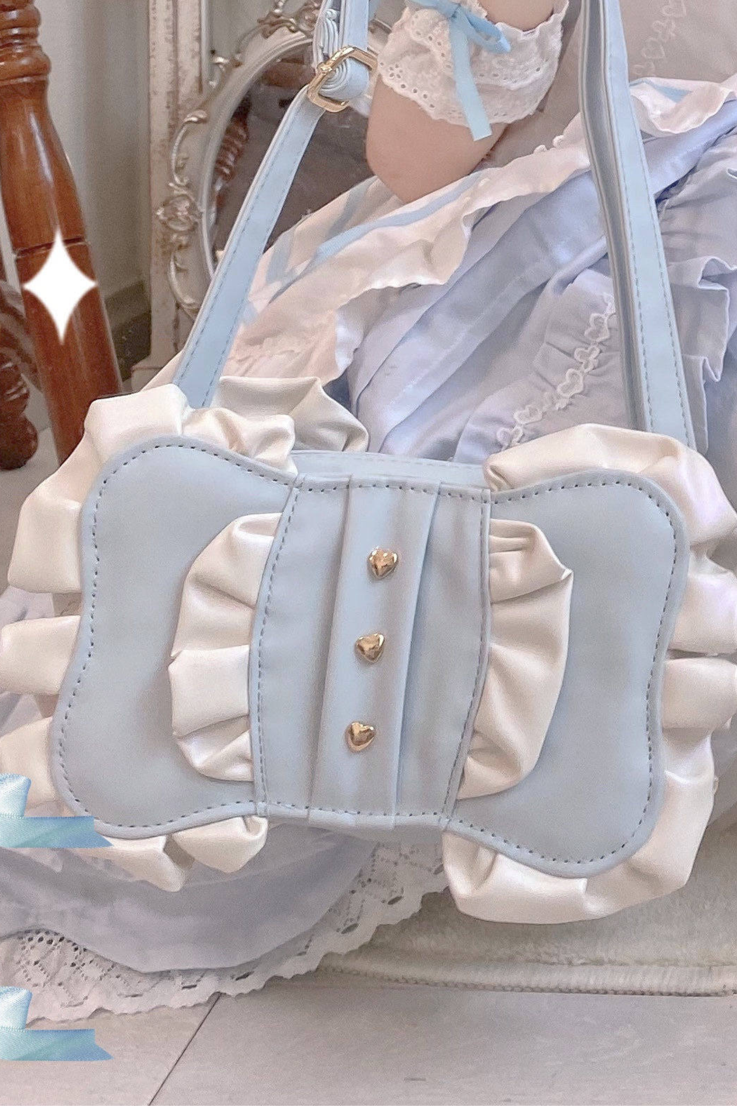 Cream Ribbon Mini Crossbody Bag