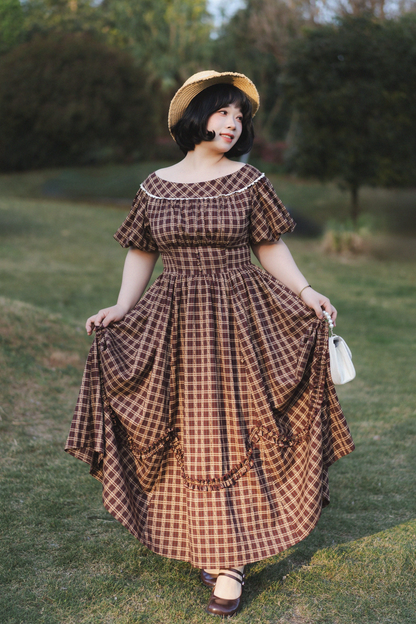 Forest Ward Retro Plaid Lolita Dress + Petticoat