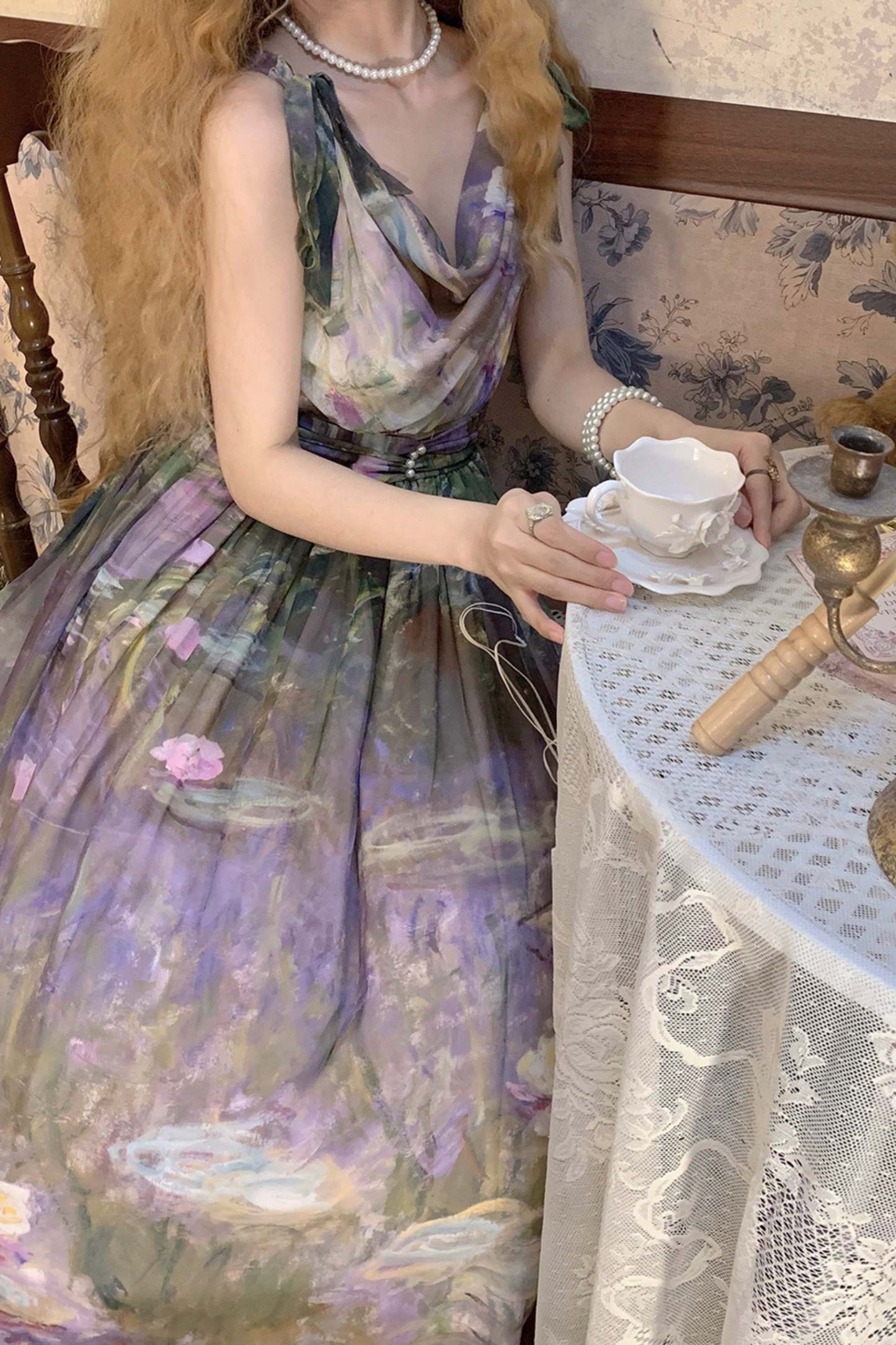 Marble Resort Chiffon Print Dress