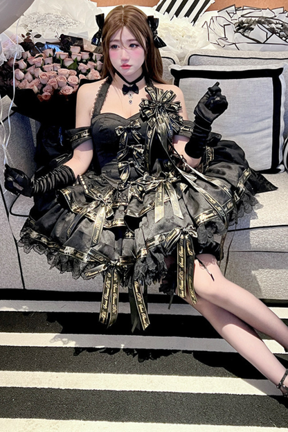 Many Logo Ribbon Princess Dress + Badge + Head Accessory + Tail