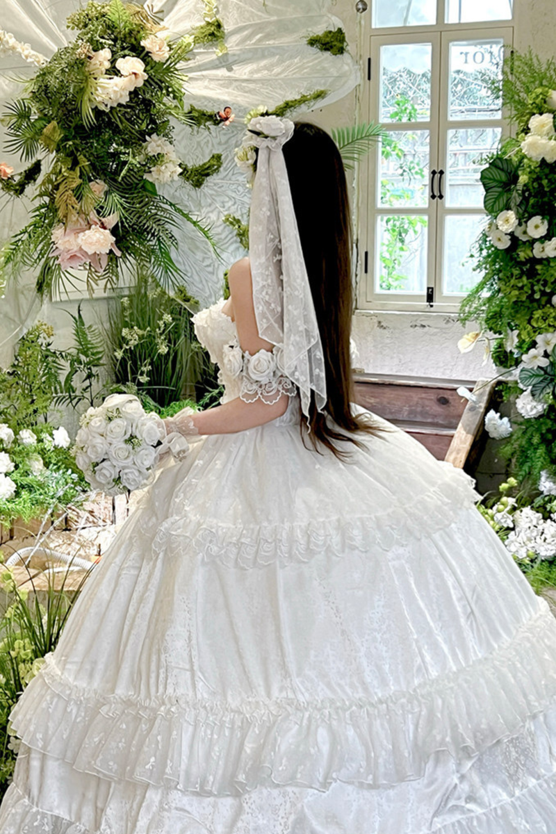 Love and Flower Sweet Dress + Ribbon Hair Accessory + Flower Hair Accessory