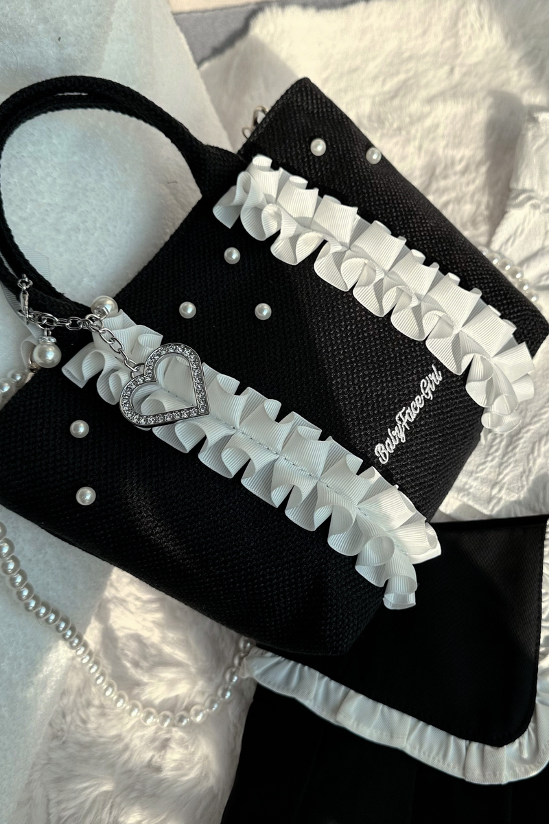 Sweetheart Pearl Ruffle Bag
