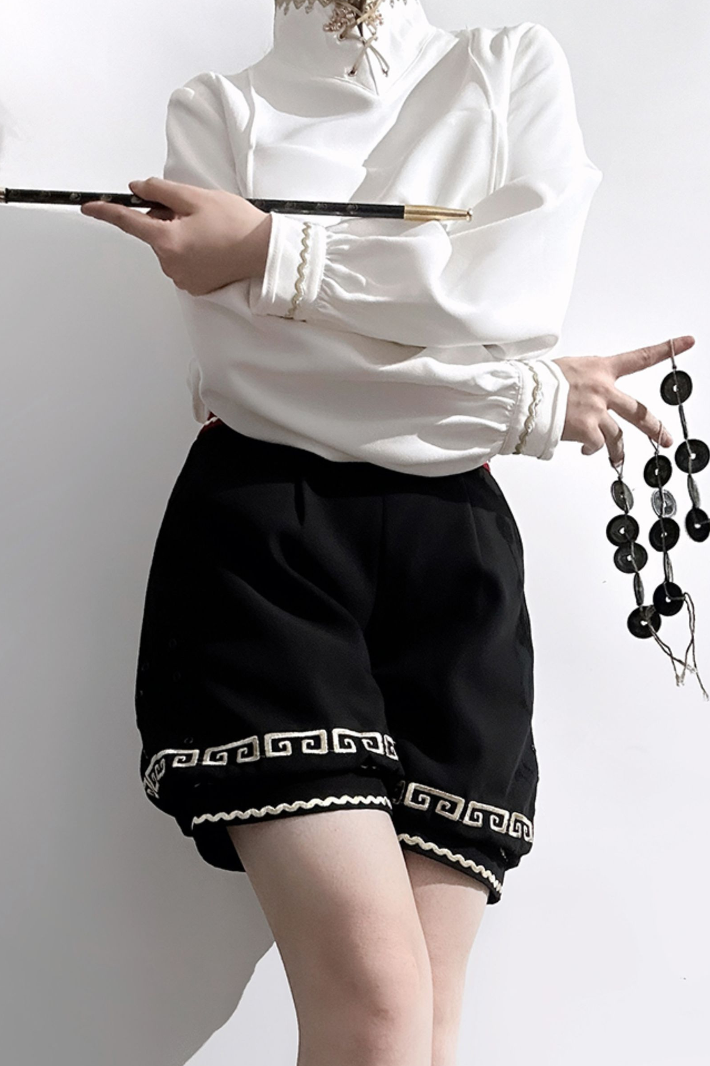 Retro Stand Collar Shirt + Shorts + Jacket