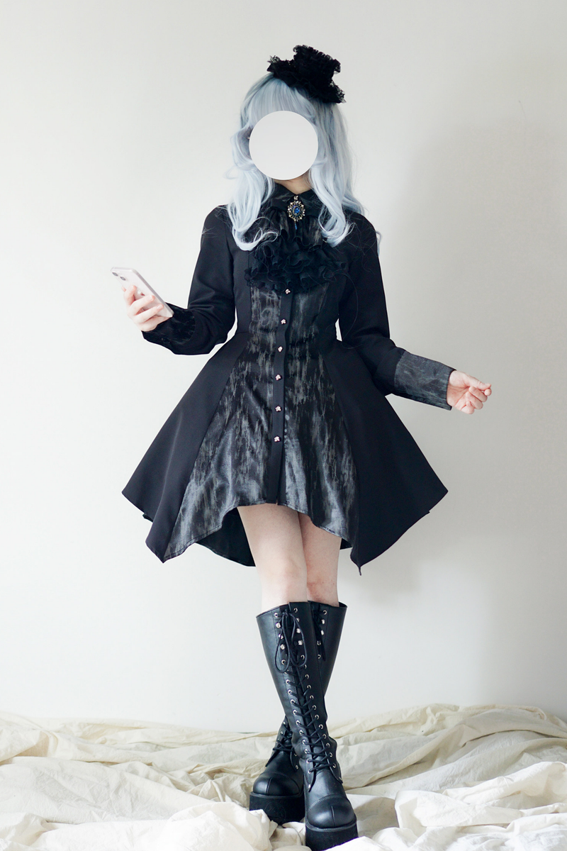 High Collar Blocking Asymmetrical Dress