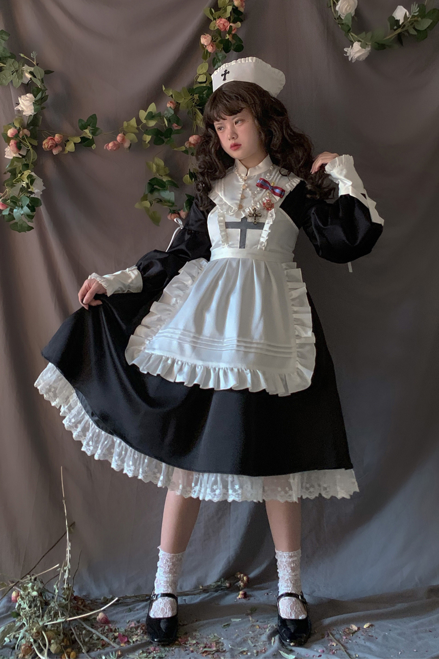 Lantern Angel Maid Lolita Dress + Apron + Detachable Collar