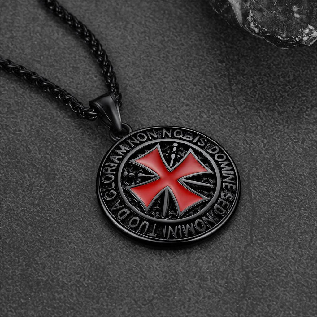 Cuban Chain & Templar Cross Medallion Necklace Set for