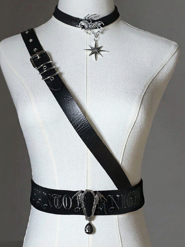 [pre-order Deadline: June 8] Phantom Knight Dark Gothic Skeleton Bustier Corset Top (with Cross Straps + Waist Belt)