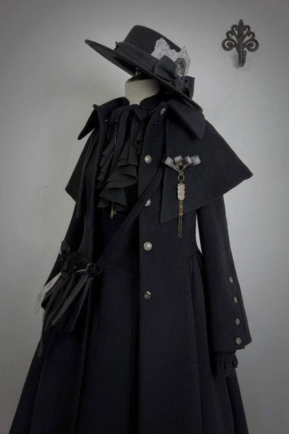 British Detective Lolita Coat + Cape + Skirt + Shirt + Bag + Brooch + Hat + Beret + Necklace