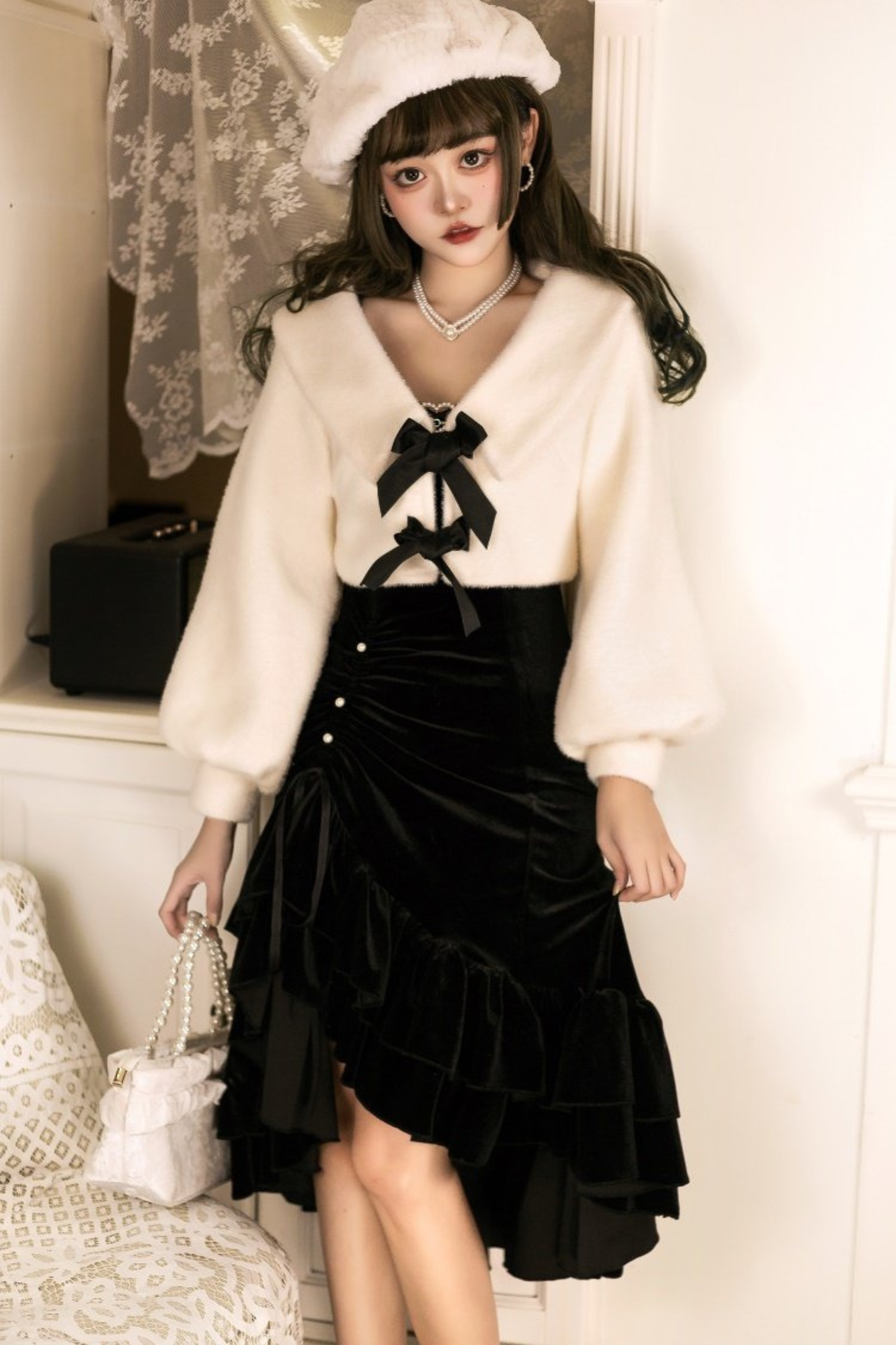 Mermaid Asymmetrical Camisole Dress + Ribbon Jacket