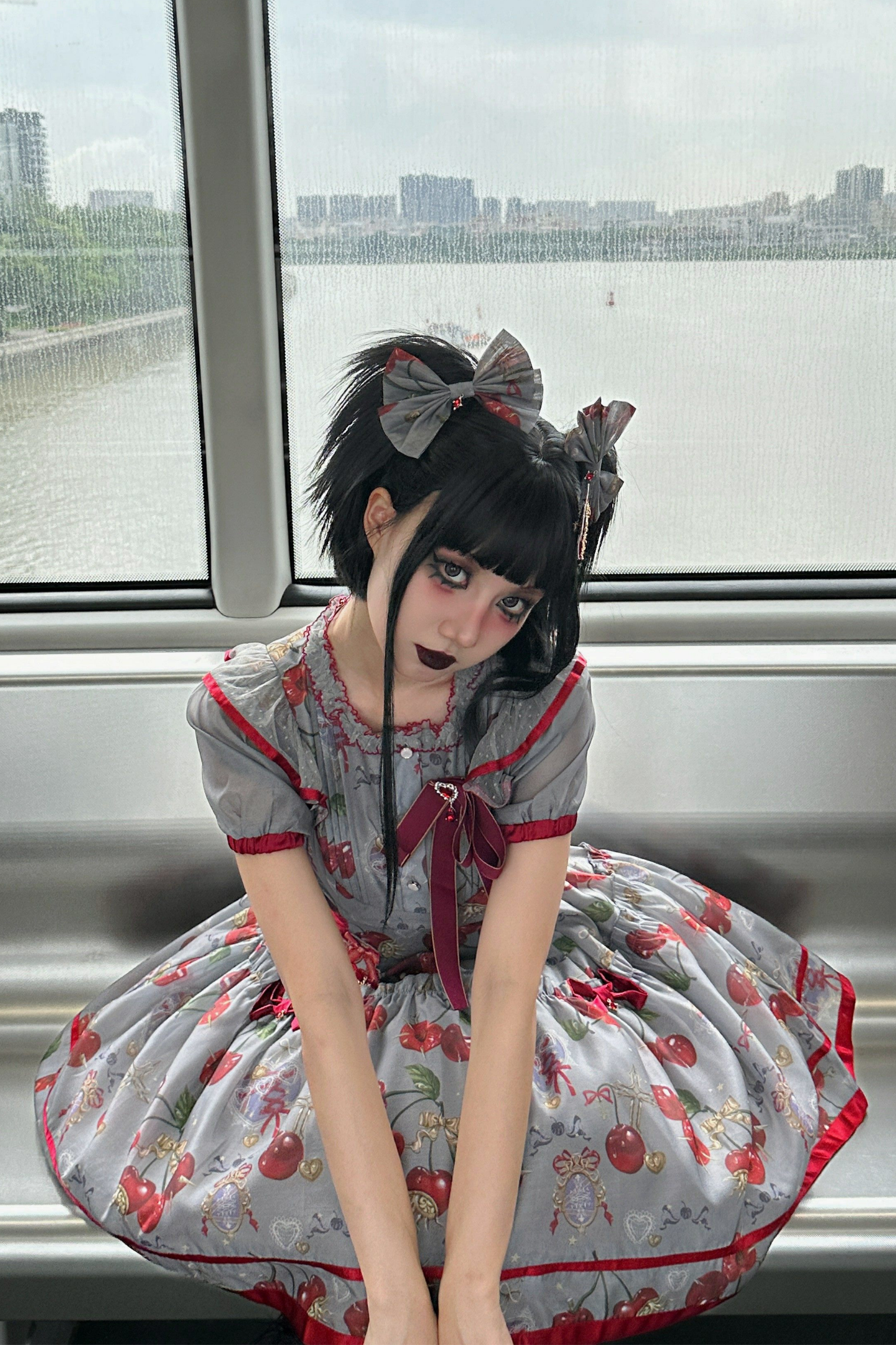 Retro Antique Cherry Sweet Lolita Dress + Jumper Skirt