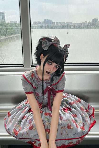Retro Antique Cherry Sweet Lolita Dress + Jumper Skirt