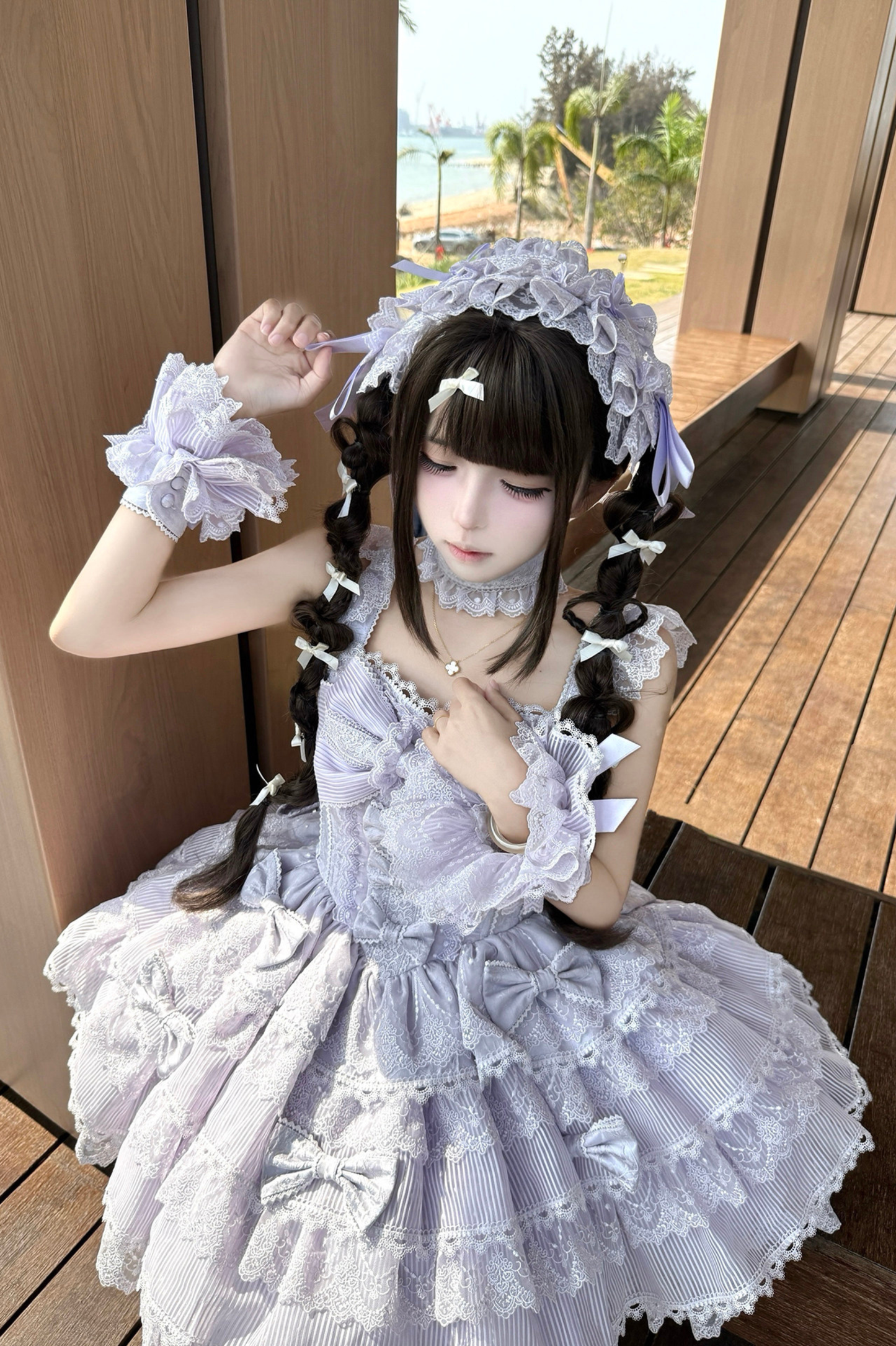 [pre-order] Princess Ballet Tiered Lolita Dress + Headband + Necklace + Sleeves + Tail