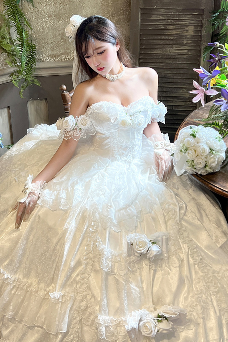 Love and Flower Sweet Dress + Ribbon Hair Accessory + Flower Hair Accessory