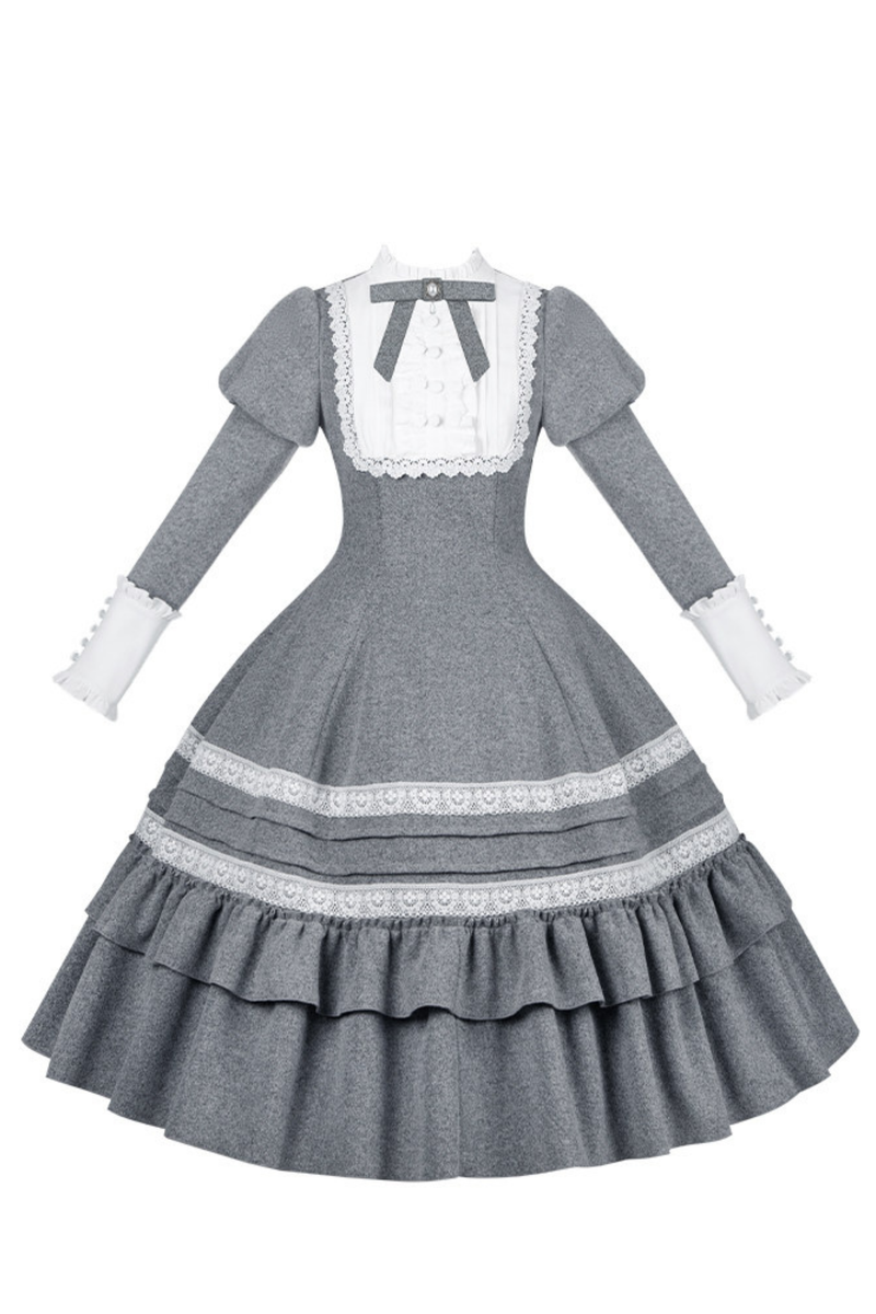Ruffled Cape Coat + Dress + Hair Accessories + Brooch