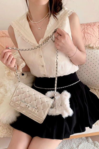 Rhinestone Bow Chain Bag