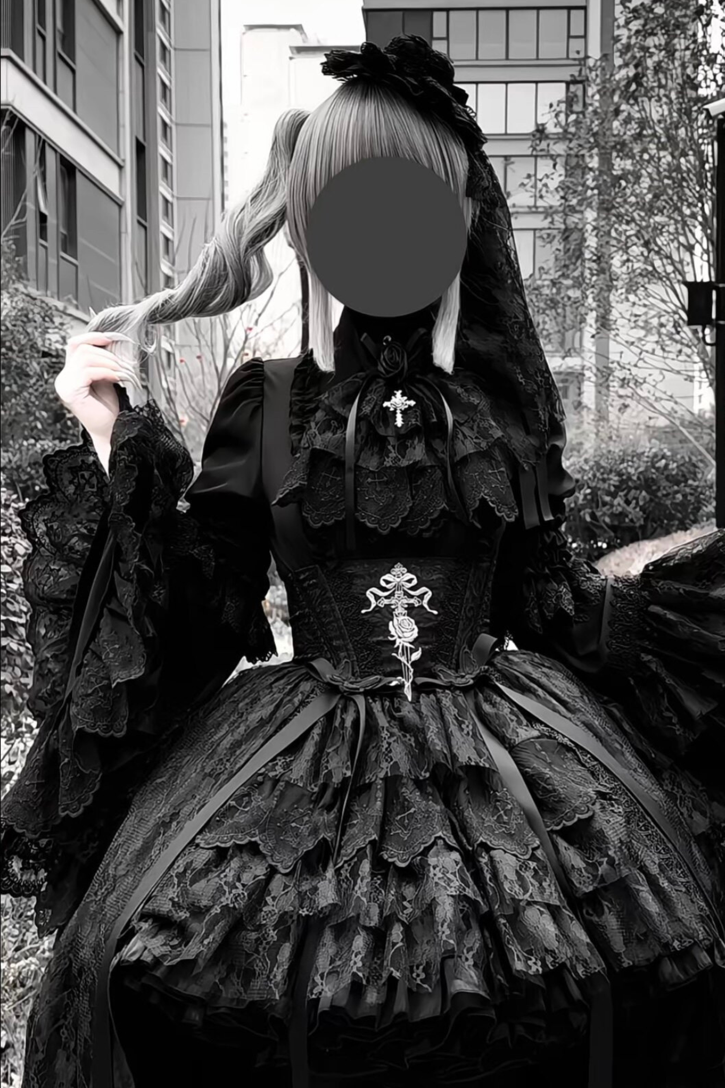 [pre-order Deadline: March 18] Dark Gothic Lolita Skirt + Shirt + Headband + Hat + Sleeve