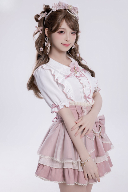 Sweet Ruffled Puff Long Sleeve Blouse