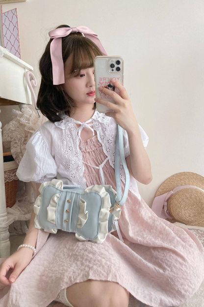 Cream Ribbon Mini Crossbody Bag