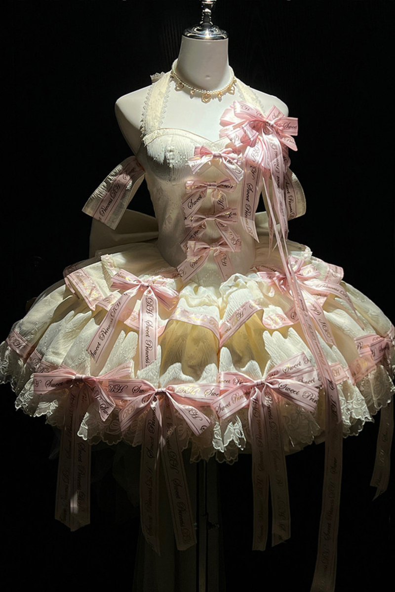 Many Logo Ribbon Princess Dress + Badge + Head Accessory + Tail