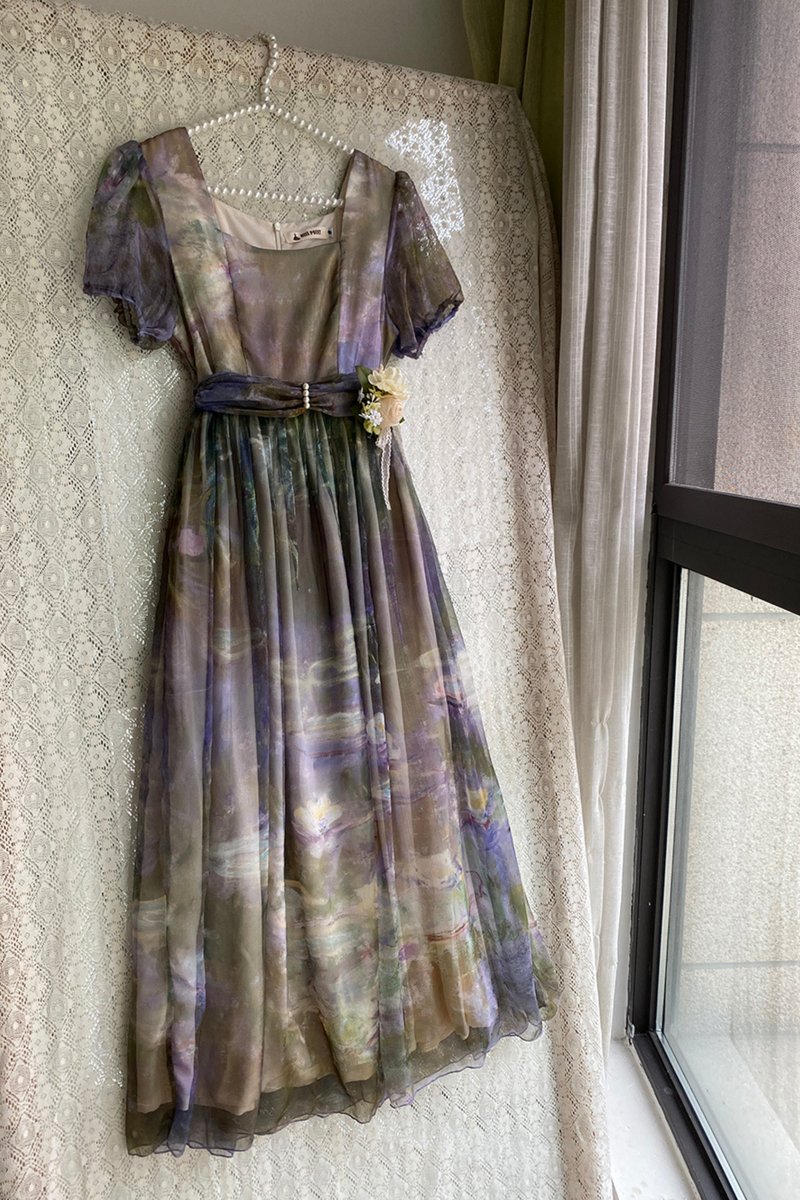 Marble Art High Waist Mark Lolita Dress