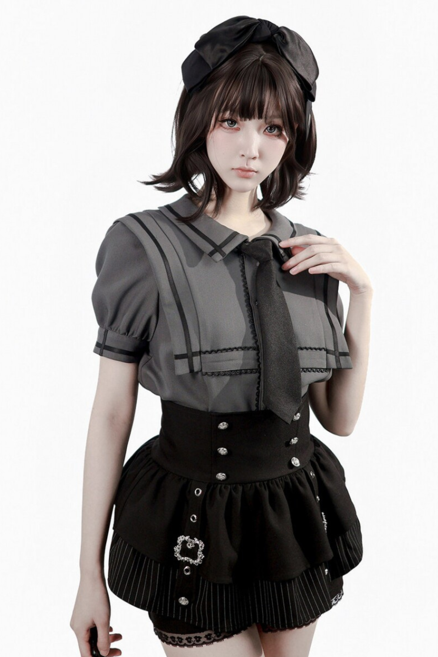 Dark Color Shirt + Mermaid Skirt + Shorts + Girdle + Tie