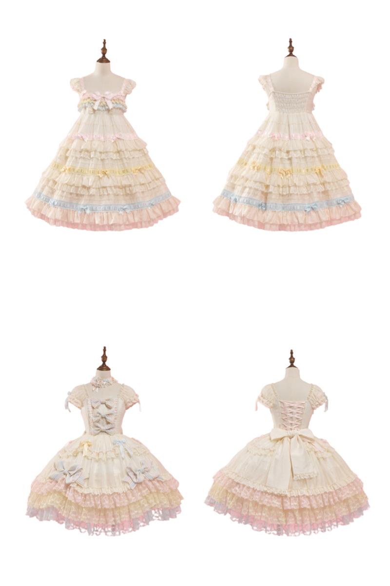 Rainbow Angel Lolita Jumper Skirt + Rainbow Dress + Monochrome Long Dress + Monochrome Jumper Skirt